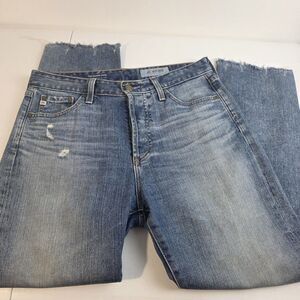 AG-ED Denim Adriano Goldschmied Button Fly Sloan Crop 28 Womens Distressed EUC